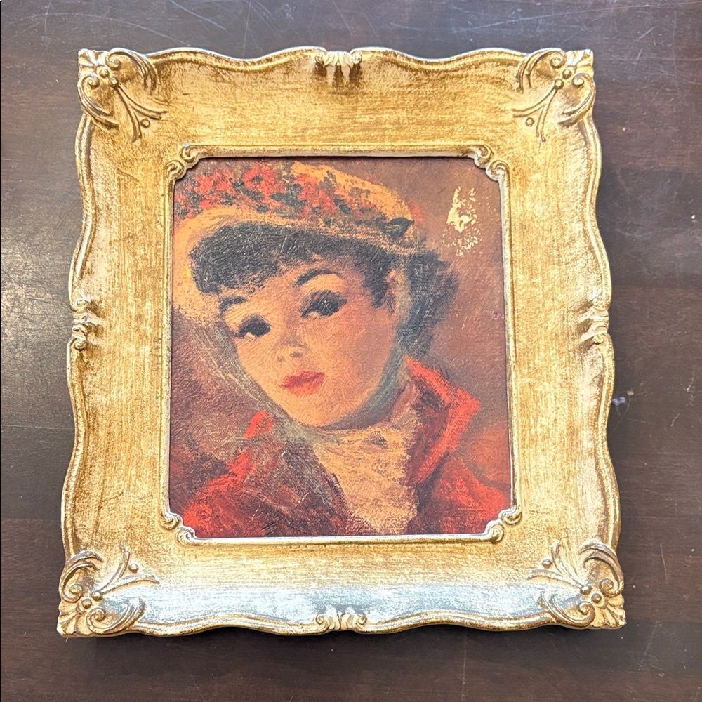 Vintage framed print titled "Cherry" by Huldah